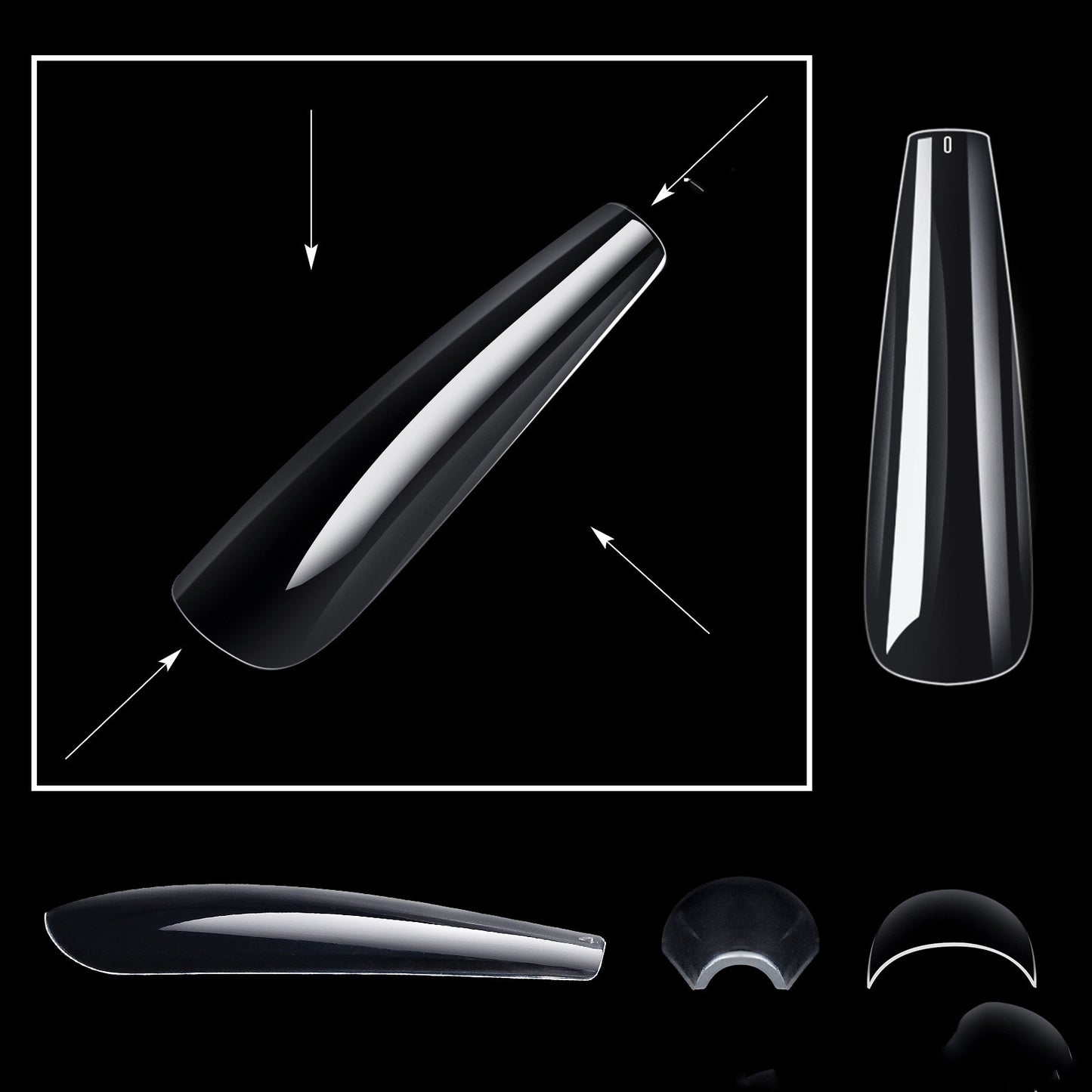 240 Pieces Of False Nail Patch In Box Transparent Full Patch XXXL